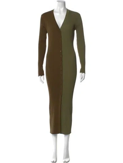 Pre-owned Staud V-neck Long Dress In Green