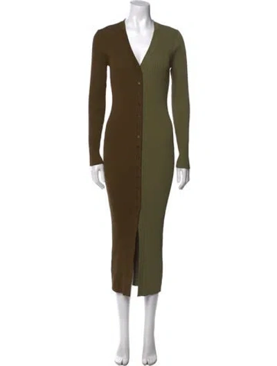 Pre-owned Staud V-neck Long Dress In Green