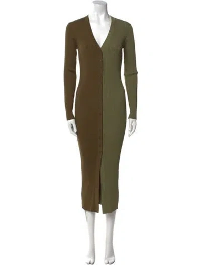 Pre-owned Staud V-neck Long Dress In Green