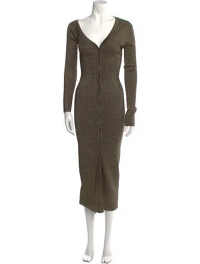 Pre-owned Staud V-neck Long Dress In Green