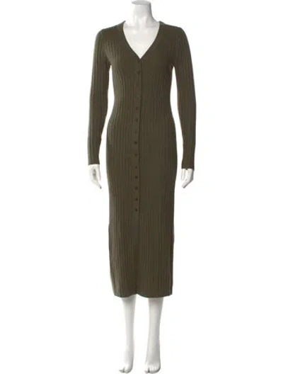 Pre-owned Staud V-neck Long Dress In Green