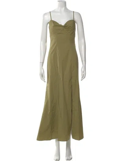 Pre-owned Staud V-neck Long Dress In Green