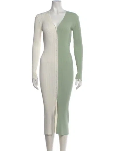 Pre-owned Staud V-neck Long Dress In Green