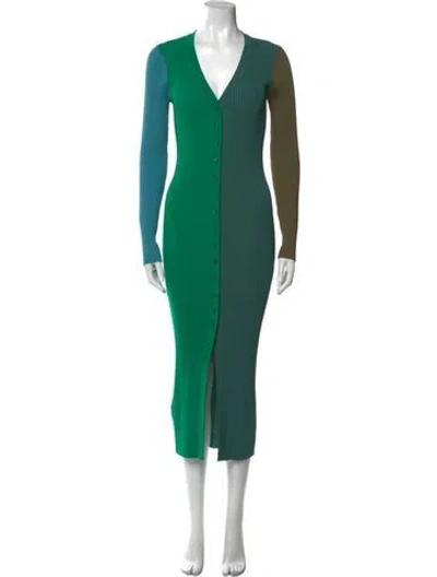 Pre-owned Staud V-neck Long Dress In Multi