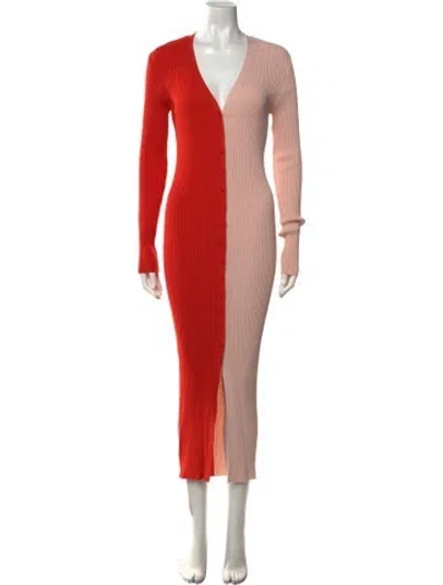 Pre-owned Staud V-neck Long Dress In Multi