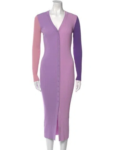 Pre-owned Staud V-neck Long Dress In Multi