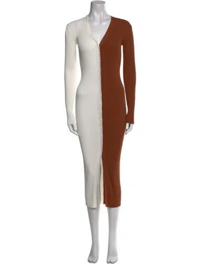 Pre-owned Staud V-neck Long Dress In Multi
