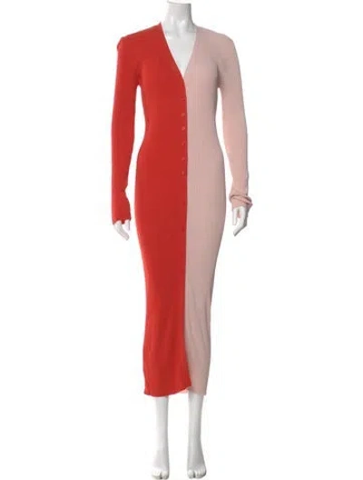 Pre-owned Staud V-neck Long Dress In Multi