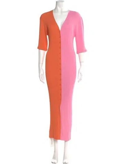 Pre-owned Staud V-neck Long Dress In Multi