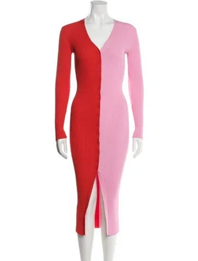 Pre-owned Staud V-neck Long Dress In Multi