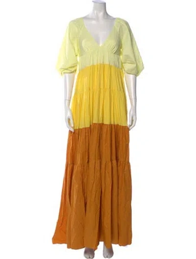 Pre-owned Staud V-neck Long Dress In Multi