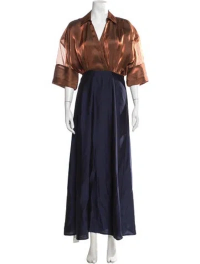 Pre-owned Staud V-neck Long Dress In Multicolor