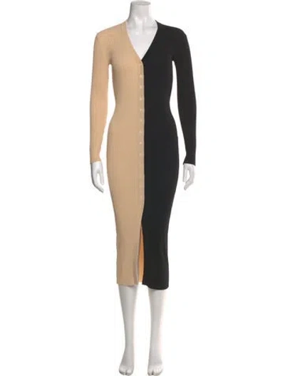 Pre-owned Staud V-neck Long Dress In Neutral