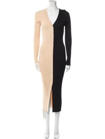 Pre-owned Staud V-neck Long Dress In Neutral