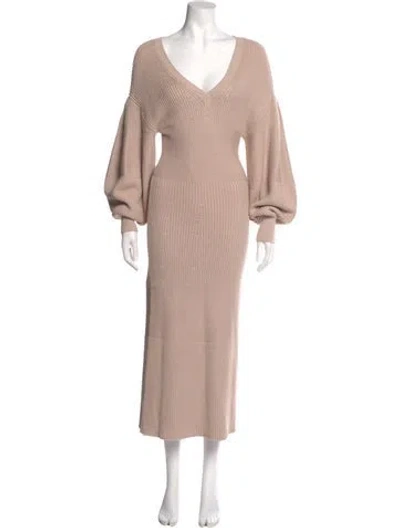 Pre-owned Staud V-neck Long Dress In Neutral