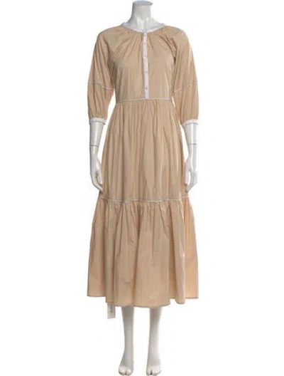 Pre-owned Staud V-neck Long Dress In Neutral
