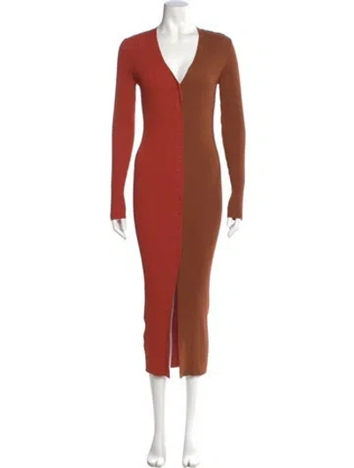 Pre-owned Staud V-neck Long Dress In Orange