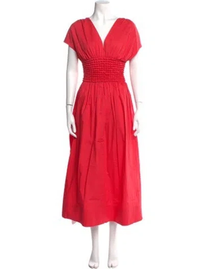 Pre-owned Staud V-neck Long Dress In Pink