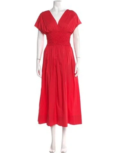 Pre-owned Staud V-neck Long Dress In Pink
