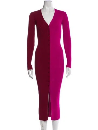 Pre-owned Staud V-neck Long Dress In Pink