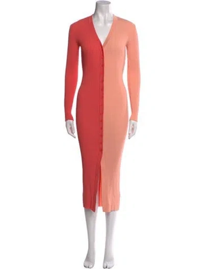 Pre-owned Staud V-neck Long Dress In Pink