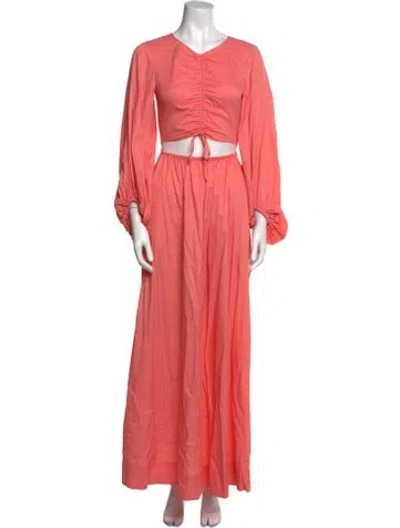 Pre-owned Staud V-neck Long Dress In Pink