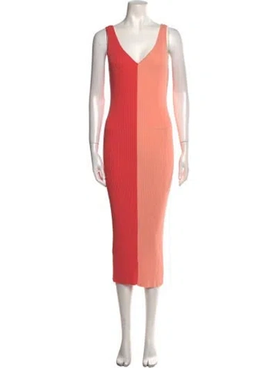 Pre-owned Staud V-neck Long Dress In Pink