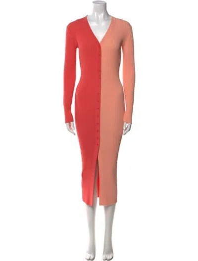 Pre-owned Staud V-neck Long Dress In Pink