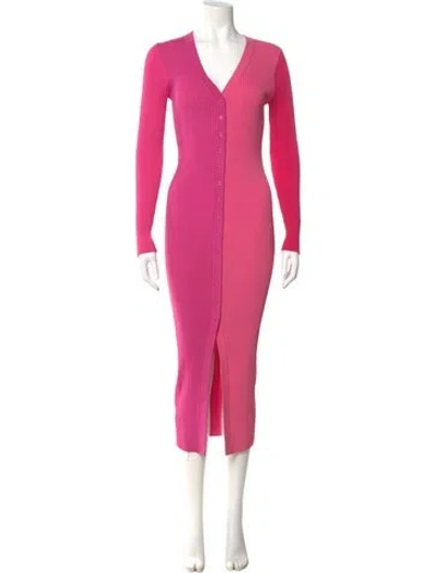 Pre-owned Staud V-neck Long Dress In Pink
