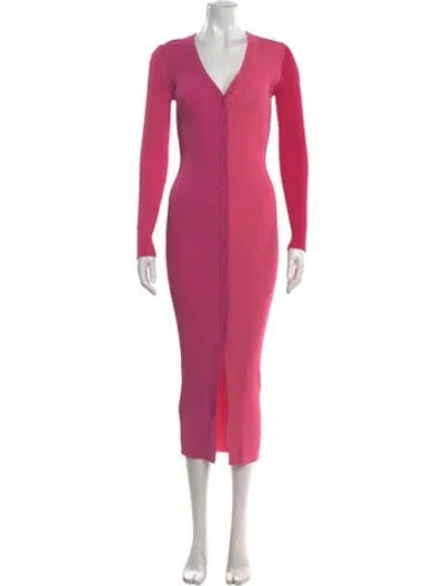 Pre-owned Staud V-neck Long Dress In Pink