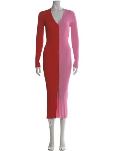 Pre-owned Staud V-neck Long Dress In Pink