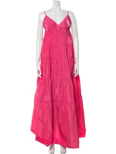 Pre-owned Staud V-neck Long Dress In Pink