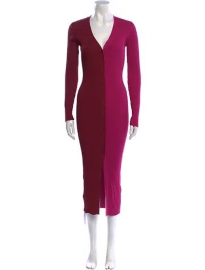 Pre-owned Staud V-neck Long Dress In Purple
