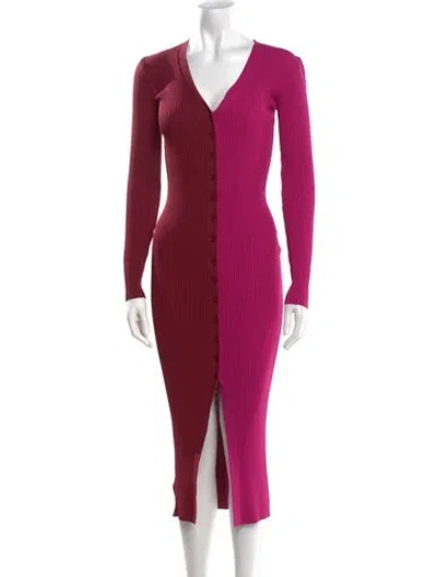 Pre-owned Staud V-neck Long Dress In Purple