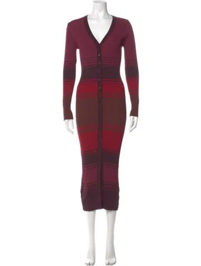 Pre-owned Staud V-neck Long Dress In Purple