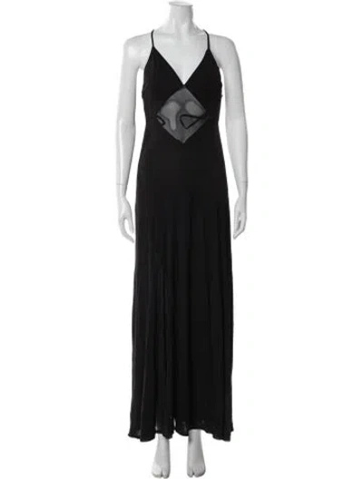 Pre-owned Staud V-neck Long Dress W/ Tags In Black