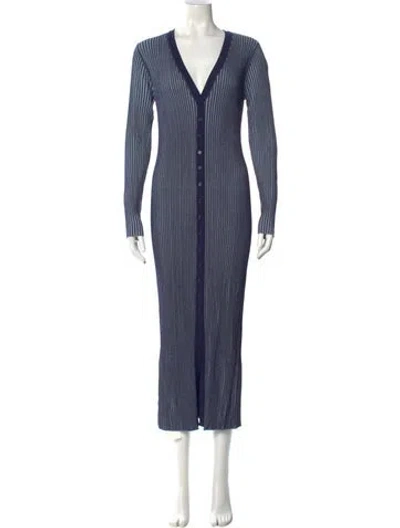 Pre-owned Staud V-neck Long Dress W/ Tags In Blue