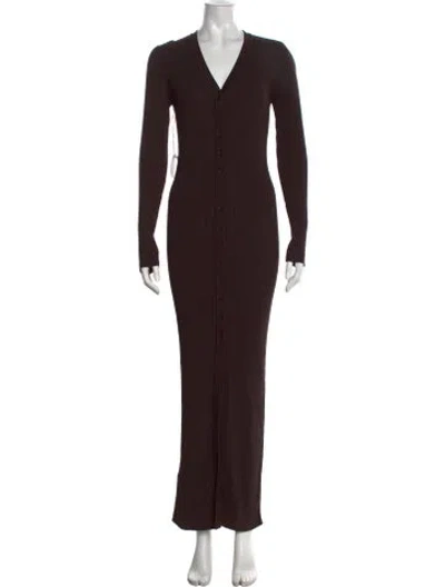 Pre-owned Staud V-neck Long Dress W/ Tags In Brown