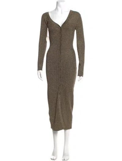 Pre-owned Staud V-neck Long Dress W/ Tags In Gold