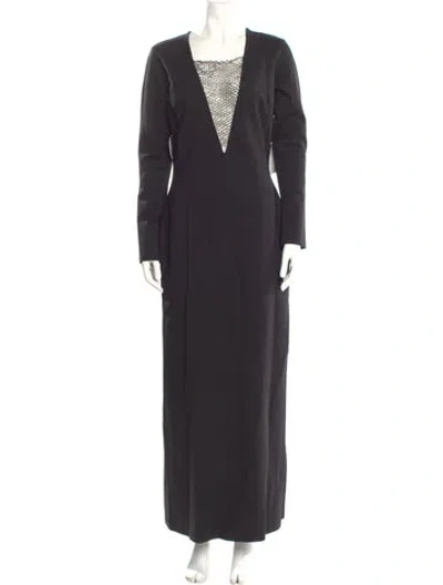 Pre-owned Staud V-neck Long Dress W/ Tags In Gray