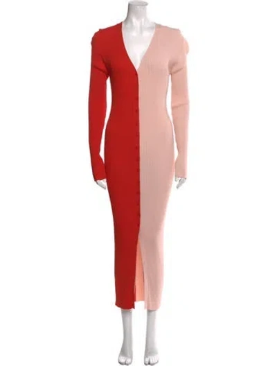 Pre-owned Staud V-neck Long Dress W/ Tags In Multi