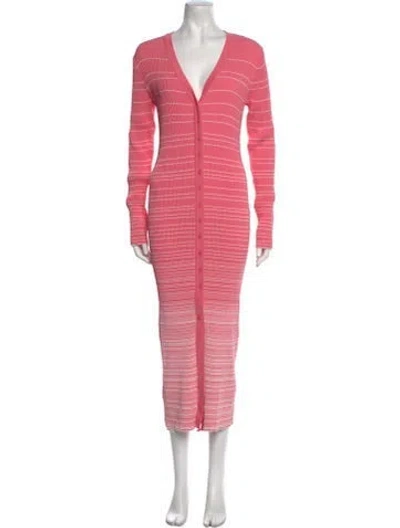 Pre-owned Staud V-neck Long Dress W/ Tags In Pink