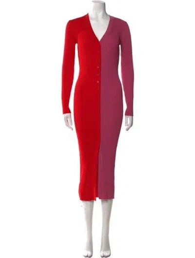 Pre-owned Staud V-neck Long Dress W/ Tags In Red