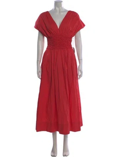 Pre-owned Staud V-neck Long Dress W/ Tags In Red