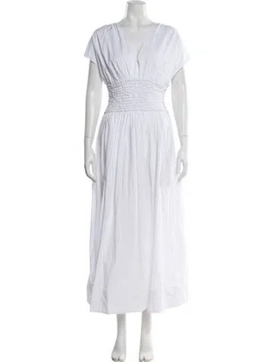 Pre-owned Staud V-neck Long Dress W/ Tags In White