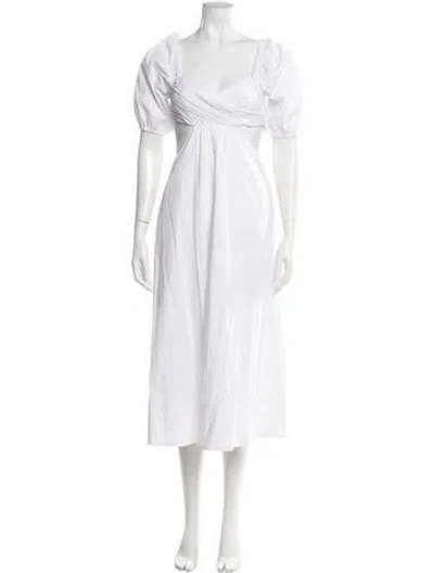 Pre-owned Staud V-neck Long Dress In White
