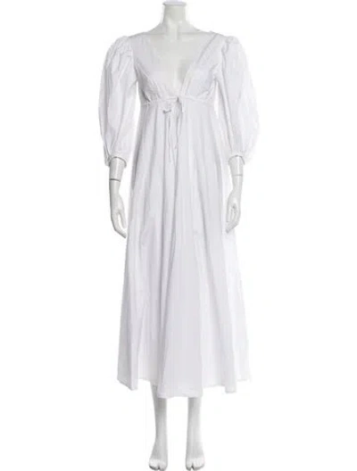 Pre-owned Staud V-neck Long Dress In White
