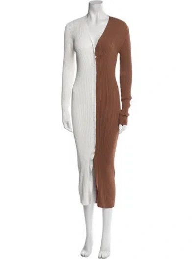 Pre-owned Staud V-neck Long Dress In White