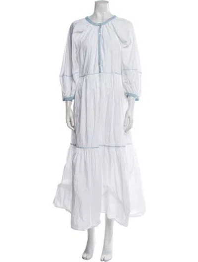 Pre-owned Staud V-neck Long Dress In White