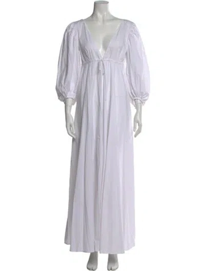 Pre-owned Staud V-neck Long Dress In White